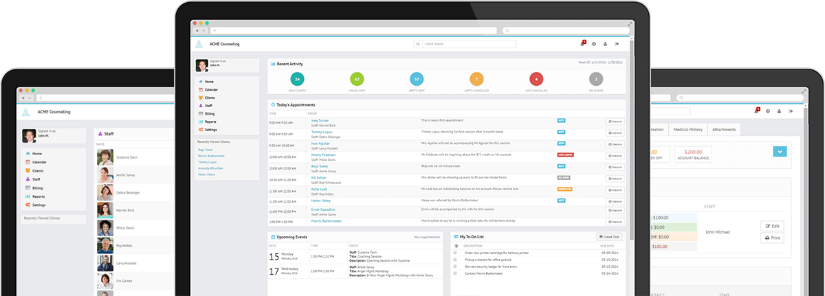 Appointment checkin with the TherapyZen Dashboard