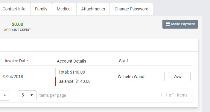 Clients can easily pay invoices in the portal using TherapyZen